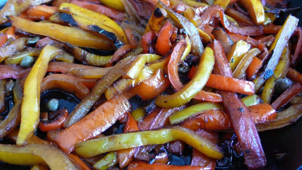 balsamic peppers with capers and basil recipe